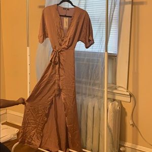 Satin rose maxi dress